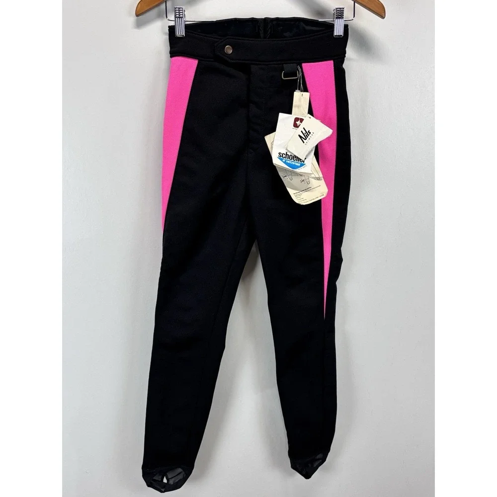 NEW! Vtg Nils Ski Stretch Black Stirrup Pants Size 6 R Women's High Rise USA